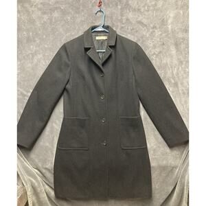 VTG J Crew Coat Woman's Sz Sm Black Wool Blend Peacoat Long City Old Money Prep